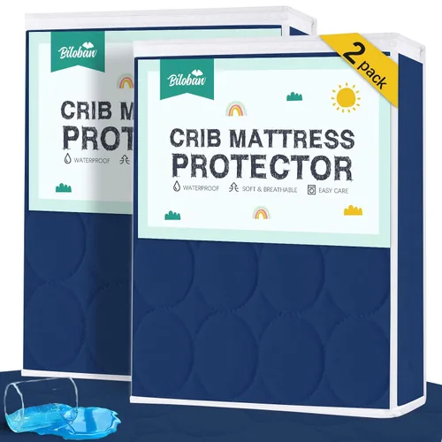 Vista 7 de Sábanas Protectoras de Colchón para Cuna Impermeables Paquete de 2, Funda Acolchada de Protector de Colchón para Cuna Ajustable para Colchón de Cama