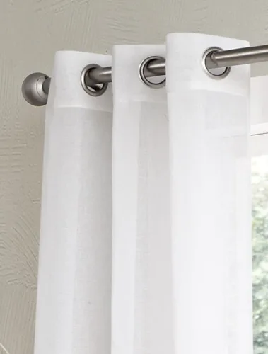 Vista 2 de Dainty Home Linea - Par de paneles de cortinas traslúcidas con textura de lino con textura 3D, estilo bohemio 3D para dormitorio, 2 paneles