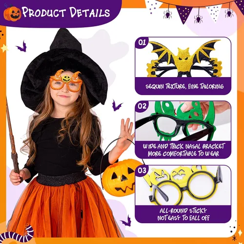 Vista 4 de Max Fun 24 vasos de fiesta de Halloween, gafas de fiesta con purpurina a granel para niños, regalos de fiesta de Halloween, suministros de decoración