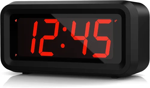 Vista 12 de KWANWA Reloj despertador para niños, LED blanco, batería, modo nocturno automático, 12 horas/24 horas, pequeño, viajes, mesita de noche, montaje