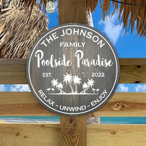 Vista 6 de V VIBEPY Letreros personalizados de madera de 8, 12 y 18 pulgadas, letreros de piscina, letreros junto a la piscina, letreros de patio, letreros