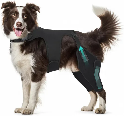 Vista 11 de Rodilleras para perro para soporte de pierna trasera, soporte ACL Negro