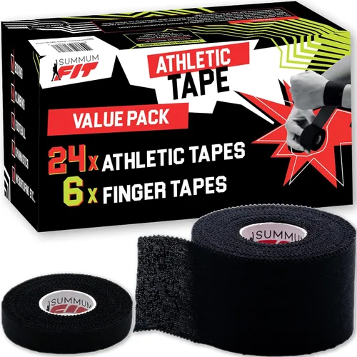 Vista 9 de Cinta atlética negra extremadamente resistente: 3 rollos + 1 rollo de dedo. Fácil de aplicar y sin residuos. Cinta deportiva atlética para boxeo