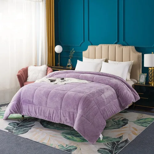 Vista 16 de KASENTEX - Edredón de lujo súper ultra suave de sherpa de pelo sintético, ropa de cama reversible apta para lavar a máquina, en color azul cielo
