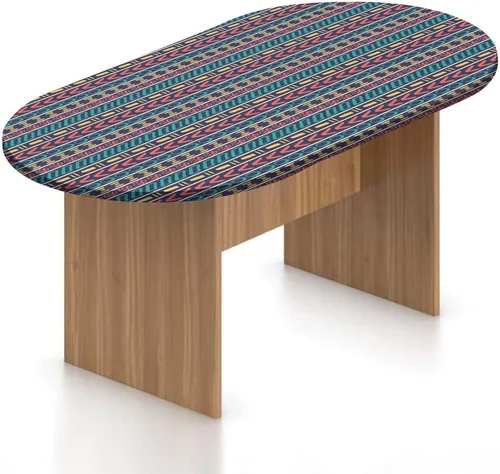 Vista 19 de Mantel ovalado ajustable de poliéster elástico para invierno, diseño de bosque abstracto monocromático, hojas y bosques, se adapta a mesas ovaladas