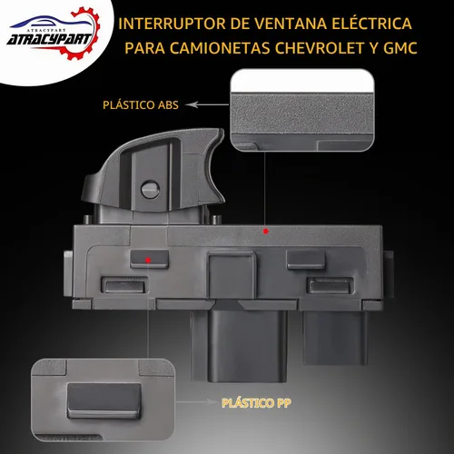 Vista 5 de Interruptor de ventana de pasajero, compatible con Chevy Silverado Tahoe