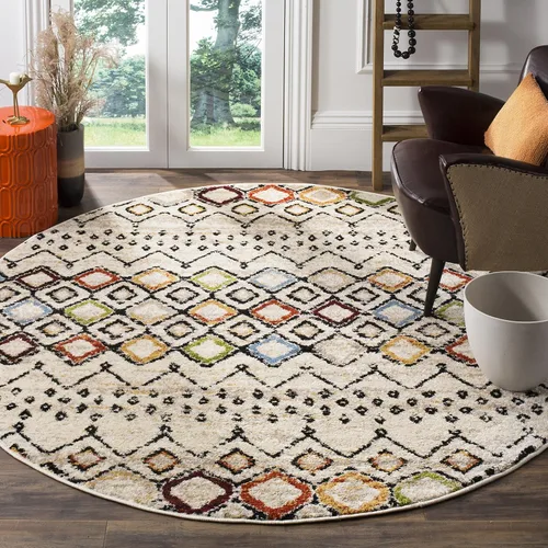 Vista 38 de SAFAVIEH Amsterdam Collection Alfombra Decorativa - 2.3 pies x 4 pies, Negro & Multi, Diseño Marroquí Bohemio, Sin Desprendimiento y Fácil Cuidado