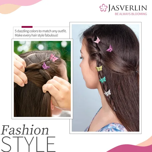 Vista 5 de JASVERLIN Pinzas para el cabello de mariposa coloridas, lindas pinzas pequeñas para niñas, Y2K 90s para niños y mujeres, mariposas, accesorios