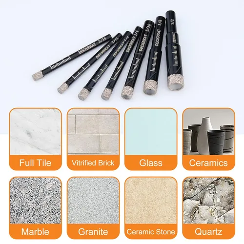 Vista 5 de 3 paquetes de brocas de diamante seco de 5/8" 14mm con soldadura al vacío, sierras de agujero de diamante para azulejos de granito, cerámica