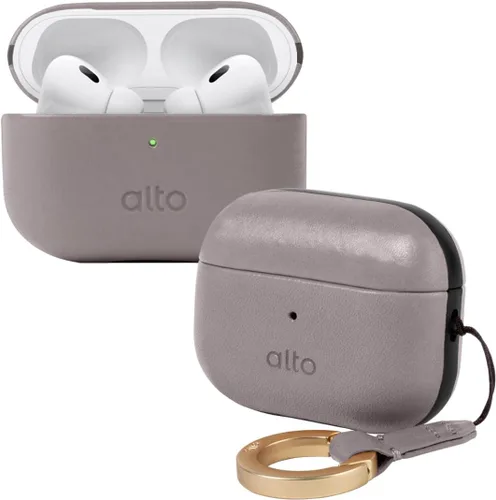 Vista 9 de alto Funda de Cuero Italiano Compatible con AirPods Pro 2ª Generación 2022 Mujeres Hombres Carcasa Rígida Protectora Soporta Carga Inalámbrica LED