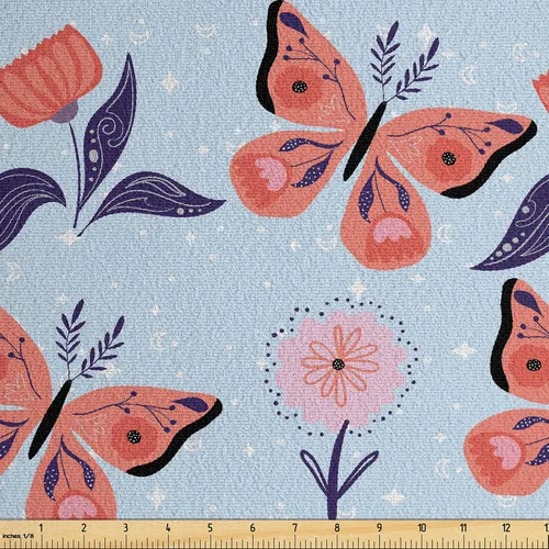 Vista 13 de Ambesonne The Yard, tela de gamuza sintética tradicional americana por The Yard, Garden Feel Moths Bellotas Hojas Magic Forest Concept Art