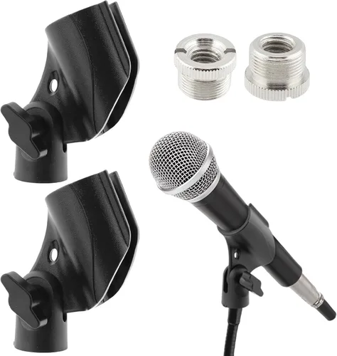Vista 9 de Clip de micrófono de ángulo ajustable en forma de U Soporte de clip de micrófono con adaptador de tornillo Soporte universal para micrófono