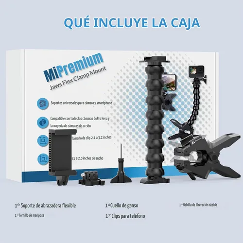 Vista 8 de Soporte de teléfono de cuello de cisne Soporte de clip de abrazadera para teléfono celular para poste de escritorio