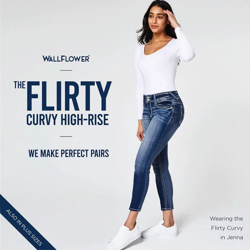 Vista 8 de WallFlower Pantalones de mezclilla Flirty con curvas y cintura alta Insta Stretch para mujer (estándar y más)