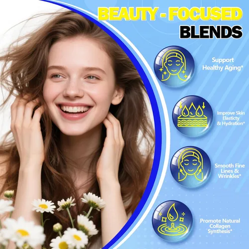 Vista 3 de Gotas líquidas de péptidos de colágeno marino, colágeno hidrolizado tipo I y III con ácido hialurónico biotina vitamina C para articulaciones, piel