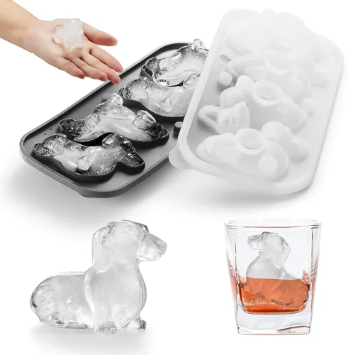 Vista 8 de Nax Caki Bulldog Gifts - Molde para cubitos de hielo 3D Bulldog con formas divertidas, molde de hielo grande de 2.4 pulgadas, bandejas de cubitos