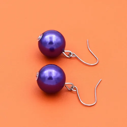 Vista 4 de Conjunto de collar y aretes de perlas de imitación grandes para mujer, joyería de perlas grandes