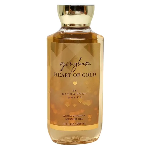 Vista 4 de Gingham Heart of Gold - Juego de 4 unidades de regalo de fragancia fina, crema corporal de hidratación definitiva, gel de ducha de aloe + vitamina