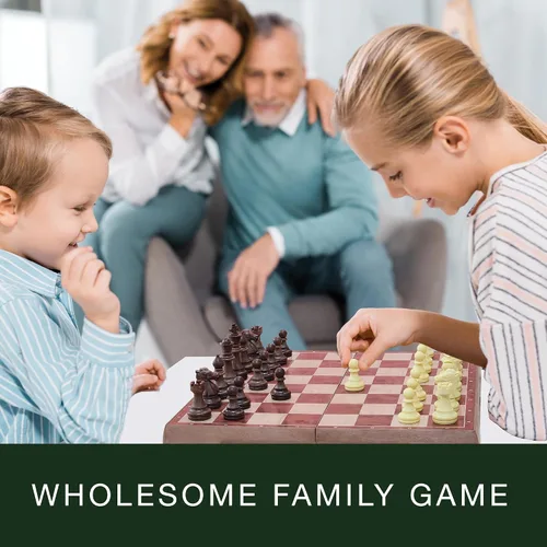 Vista 5 de Juego de ajedrez de viaje magnético para niños y adultos. Juego de mesa de ajedrez portátil de 12 x 12 pulgadas para principiantes y jugadores