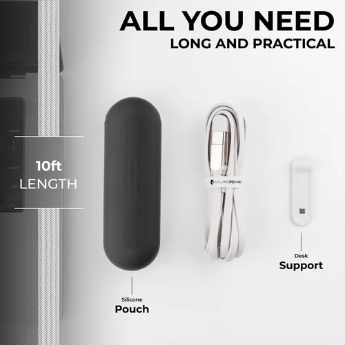 Vista 4 de Rolling Square inCharge XL - Cable de carga múltiple 6 en 1, cable USB portátil y USB-C con potencia de carga ultrarrápida de 100 W, 10 pies/9.8 ft