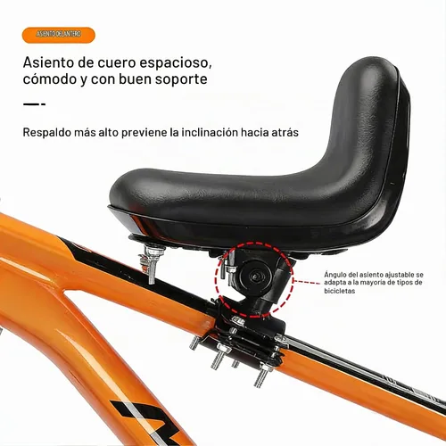 Vista 3 de Fediman Asiento infantil de bicicleta montado en la parte delantera para niños pequeños de 2 a 5 años, altura ajustable, ajuste universal