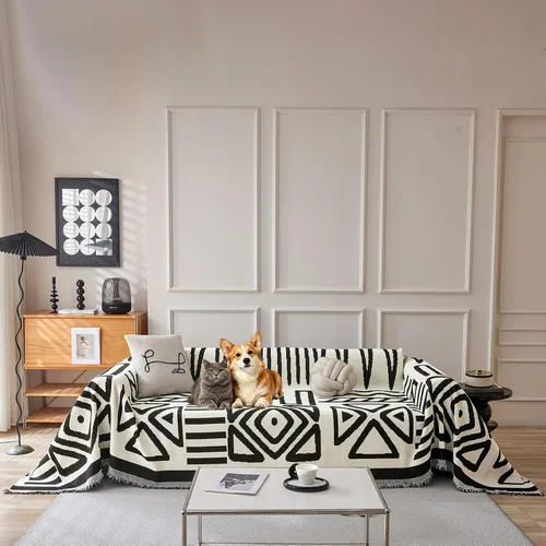 Vista 26 de VClife Funda para silla con acento azteca bohemio de 59 x 71 pulgadas, funda reversible y lavable de felpilla para sillón, color marrón castaño