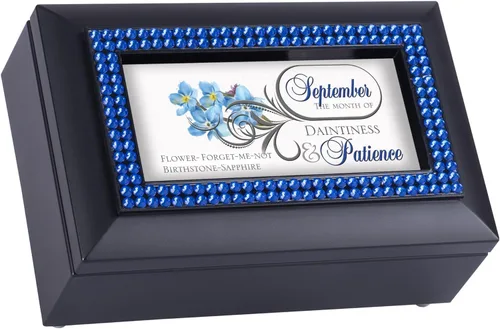 Vista 13 de Ebros Gift Cottage Garden - Caja de música con piedra natal y flores, toca todas las canciones clásicas americanas