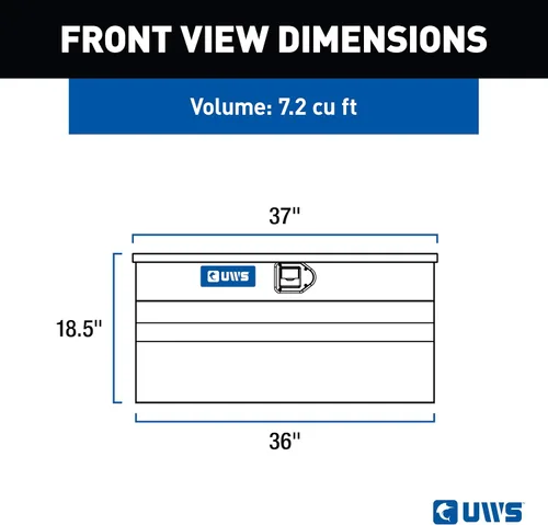 Vista 2 de UWS EC20172 Caja de almacenamiento de aluminio de pared pesada de aluminio brillante de 36 pulgadas, tapa RigidCore