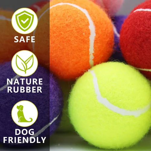 Vista 3 de Magicorange Paquete de 6 pelotas de tenis pequeñas, pelota de tenis chirriante de 2 pulgadas para perros, coloridas pelotas chirriantes fáciles