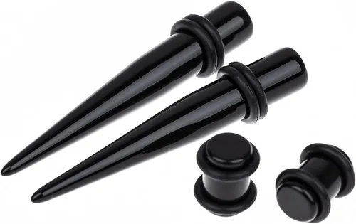 Vista 8 de Kit de Estiramiento de Orejas 50 Piezas 14Calibres-00Calibres Aretes Kit de Piercing Negro