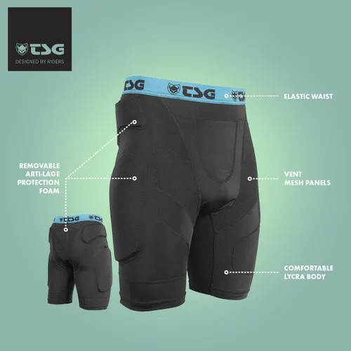 Vista 2 de TSG - Crash Pant A Protective Shorts Gear Guard para snowboard, patín y esquí - Protección 3D para cadera y coxis - Negro