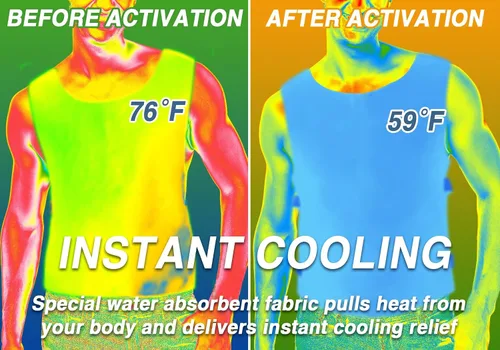 Vista 2 de Chaleco de enfriamiento para hombres y mujeres MS Motociclismo Cuerpo Cool Chaleco Reflectante PVA Agua Evaporativo Hielo frío Chaleco para montar