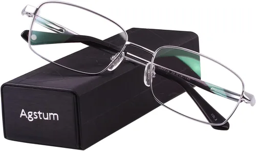 Vista 43 de Agstum Gafas ópticas de montura duradera de titanio con montura completa