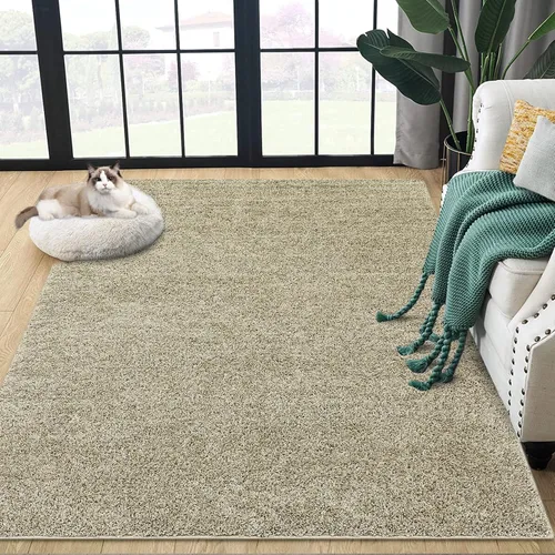 Vista 6 de Fashionwu Alfombra grande esponjosa de 5 x 8 pies, alfombra de felpa para sala de estar, guardería, antideslizante, alfombra mullida para decoración