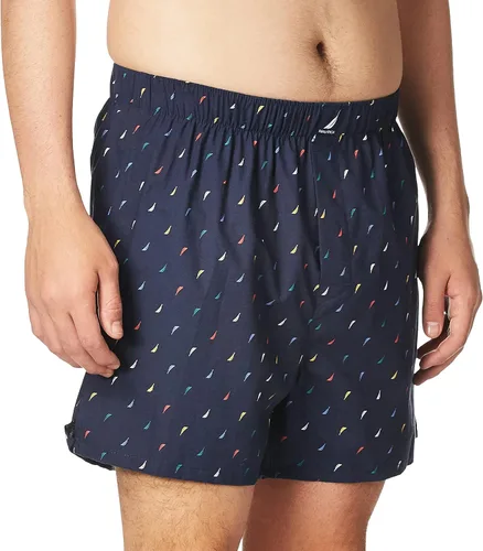 Vista 2 de Nautica Bóxer tejido para hombre, estampado de ancla rojo