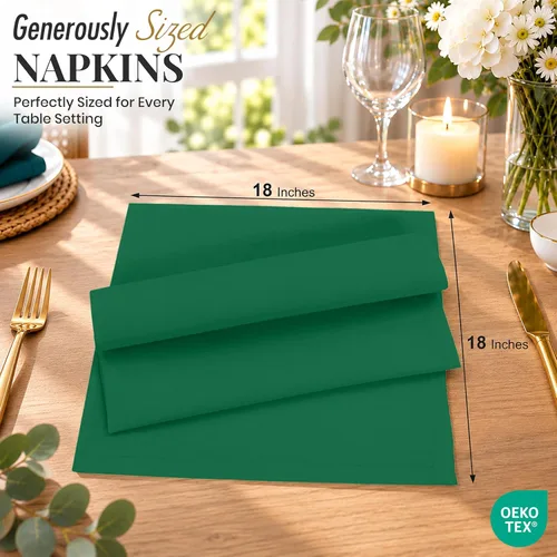 Vista 6 de Ruvanti - Servilletas de tela, paquete de 6, de 45 x 45 centímetros, 100% algodón, lavables, suaves y absorbentes, perfectas para bodas, Navidad