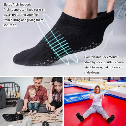 Vista 2 de Hylaea Calcetines antideslizantes unisex para yoga, hospitales, pilates y barre, al tobillo, acolchados