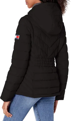 Vista 2 de Tommy Hilfiger Chaqueta ligera con capucha para mujer con bolsa de embalaje con cordón