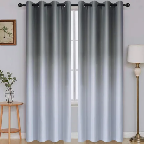 Vista 151 de SimpleHome Cortinas degradadas degradadas para oscurecer la habitación de 36 pulgadas de largo para dormitorio, con ojales y bloqueo de luz Negro