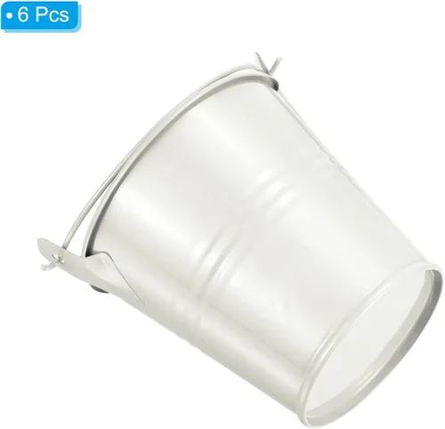 Vista 4 de PATIKIL Mini cubo de metal de 3 pulgadas de altura, paquete de 6 macetas coloridas de metal para suculentas, cubos decorativos con asas para Beige