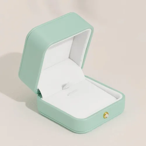Vista 6 de Woodten Caja colgante de cuero de la PU del collar de la joyería de la caja del terciopelo interior de la caja de regalo de la joyería