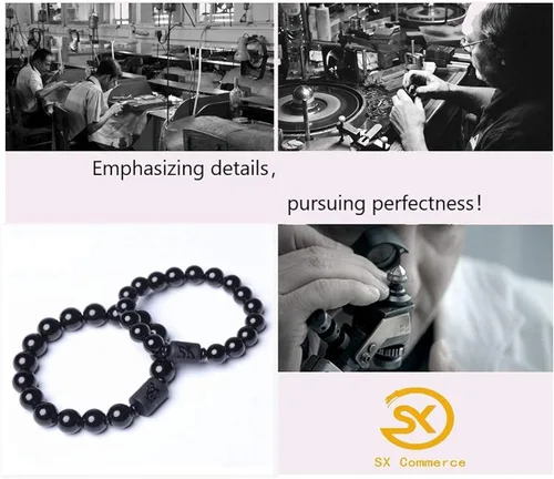 Vista 7 de SX Commerce Pulsera de cuentas de piedra de obsidiana natural para parejas, hombres, 0.394in y mujeres, 0.39 pulgadas (dragón), Piedra, obsidiana