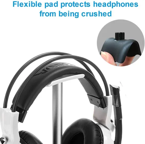 Vista 4 de Soporte de auriculares, soporte universal de metal de aluminio para AirPods Max, HyperX Cloud II, Xbox One, Turtle Beach, Sennheiser, Sony, Bose