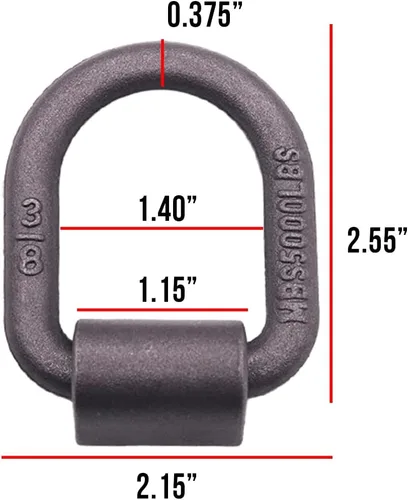 Vista 6 de BoxerTool Ancla de amarre de anillo en D soldado de 3/8" de alta resistencia - Ancla de amarre de 5,000 LBS para cama de camión - Anillos en D