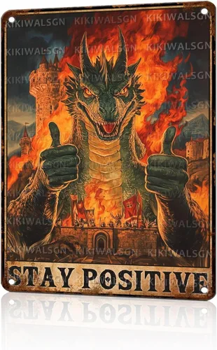 Vista 10 de Letreros metálicos para decoración de pared con diseño de dragón, con texto en inglés "Do Not Meddle in the Affairs of Dragons", divertido póster