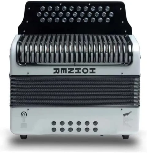 Vista 2 de Hohner Acordeones Corona C-II Acordeón GCF Arco Iris Blanco