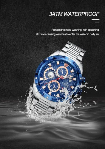 Vista 9 de NAVIFORCE Relojes deportivos para hombre, reloj de cuarzo de acero completo, para hombre, fecha semanal, resistente al agua, relojes militares