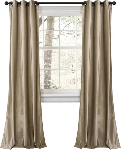 Vista 37 de Lush Decor Prima Velvet - Par de paneles de cortinas de ventana de terciopelo sólido con filtro de luz, 38" de ancho x 84" de largo, negro