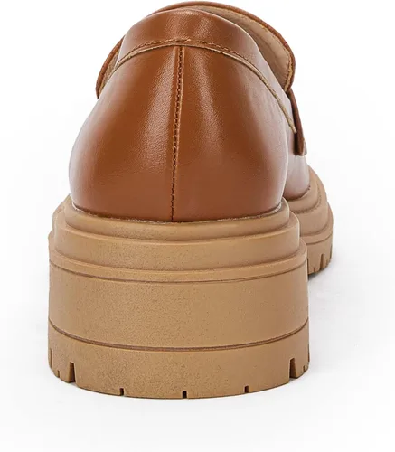 Vista 7 de Mocasines de plataforma para mujer, cómodos, de tacón grueso, sin cordones, punta redonda, para negocios, trabajo