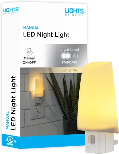 Vista 9 de Lights by Night Luz nocturna LED enchufable, luz nocturna enchufable a la pared, sensor de atardecer a amanecer, blanco cálido, dormitorio, baño
